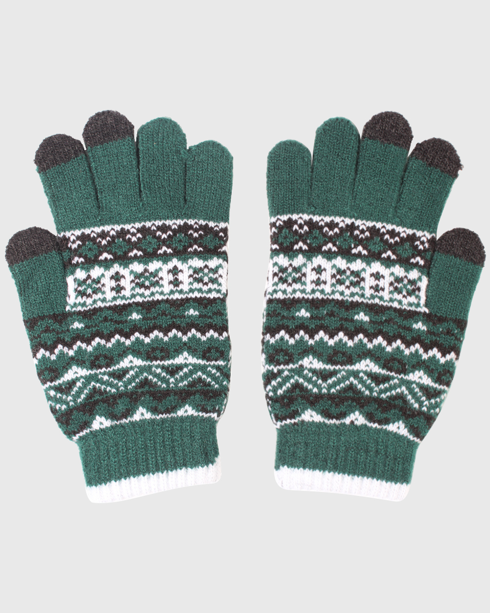 Green Junior Fairisle Touch Screen Glove