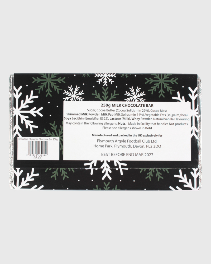 Snowflake Christmas Chocolate Bar 250g