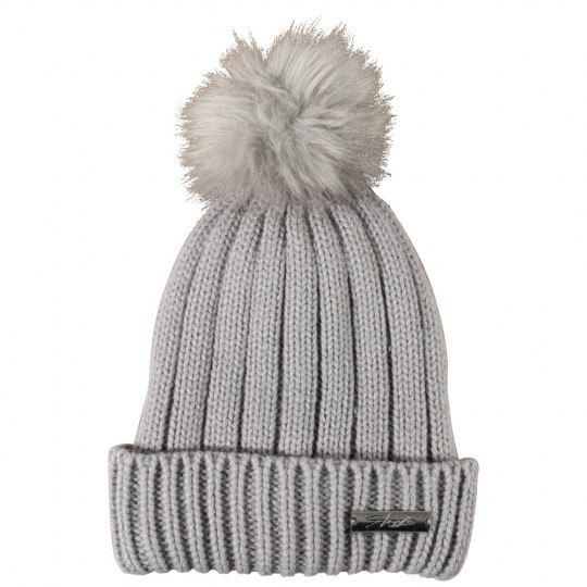 Grey Ladies Ribbed Beanie