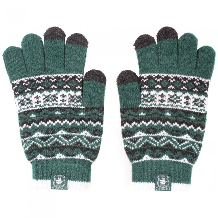 Green Junior Fairisle Touch Screen Glove