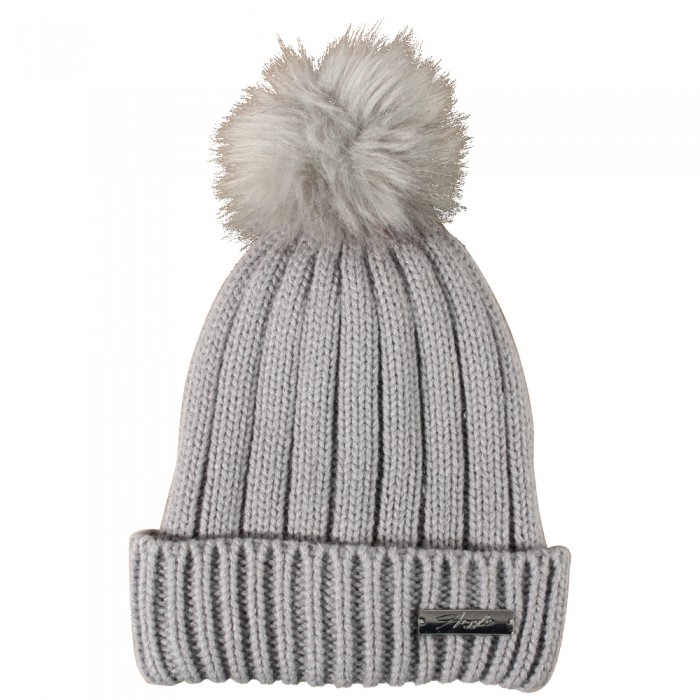 Grey Ladies Ribbed Beanie