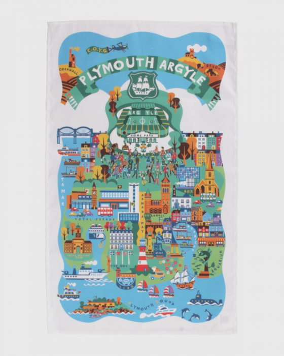 Plymouth Illustration Tea Towel
