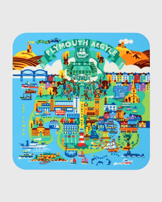 Plymouth Illustration Hardwood Coaster